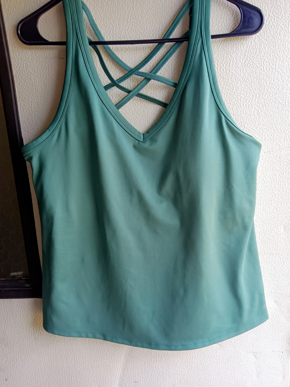 Women’s Crisscross V-Neck Tank Top in Teal Green